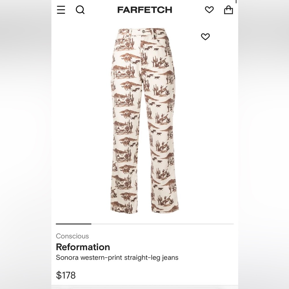 REFORMATION Sonora western-print straight-leg jeans